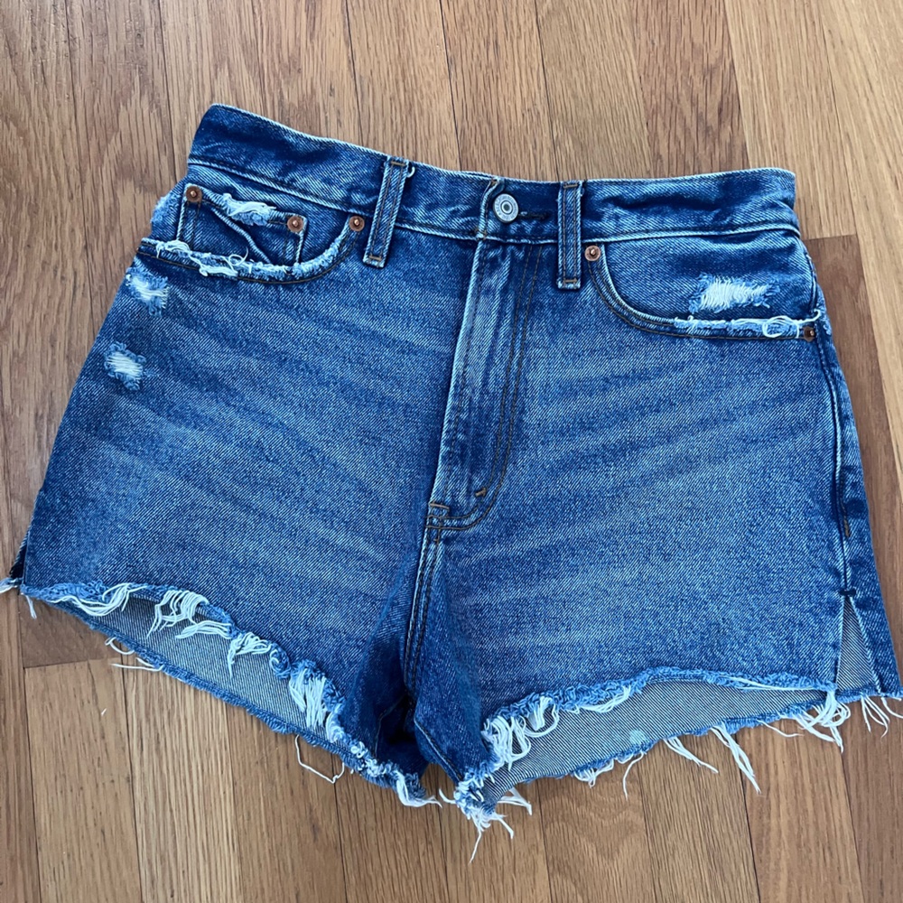 Abercrombie & Fitch Distressed Blue Jean Shorts